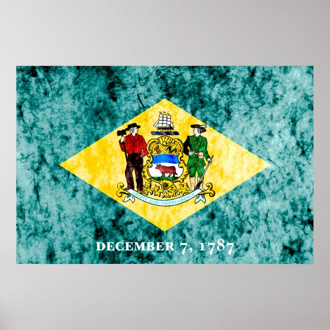 Deleware State Flag Grunge Poster (Vorne)
