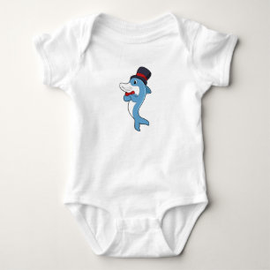 Delfin als Gentleman mit Hut Baby Strampler