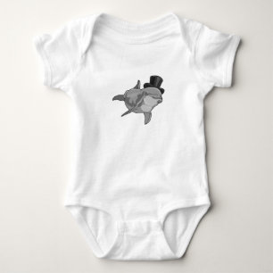 Delfin als Gentleman mit Zylinderhut Baby Strampler