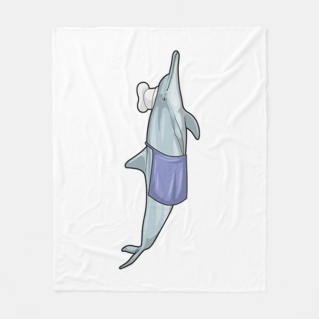 Delfin als Koch mit Kochmütze Fleecedecke (Vorderseite)