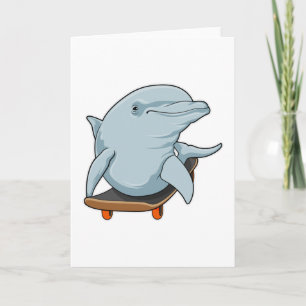 Delfin als Skater mit Skateboard Karte