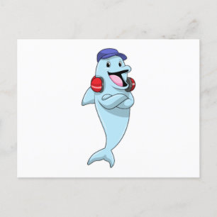 Delfin bei Musik hören Postkarte