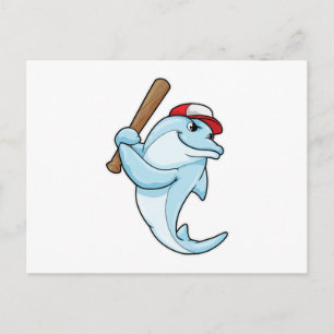 Delfin beim Baseball als Schlagmann Postkarte