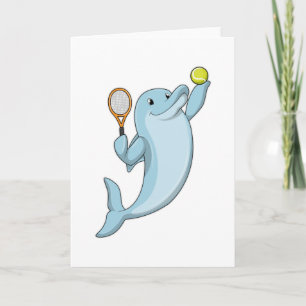 Delfin beim Tennis mit Tennisschläger Karte