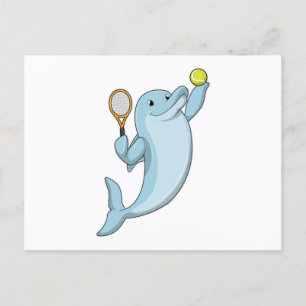 Delfin beim Tennis mit Tennisschläger Postkarte