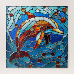Delfin Buntglas Für Ozeanliebhaber Puzzle