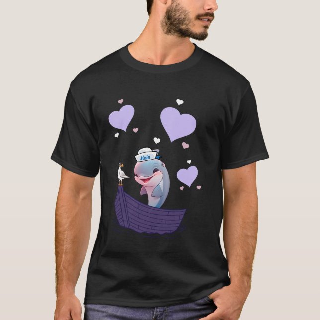 Delfin Fisch Maritime Boot Herzen Kinder Kinder T-Shirt (Vorderseite)