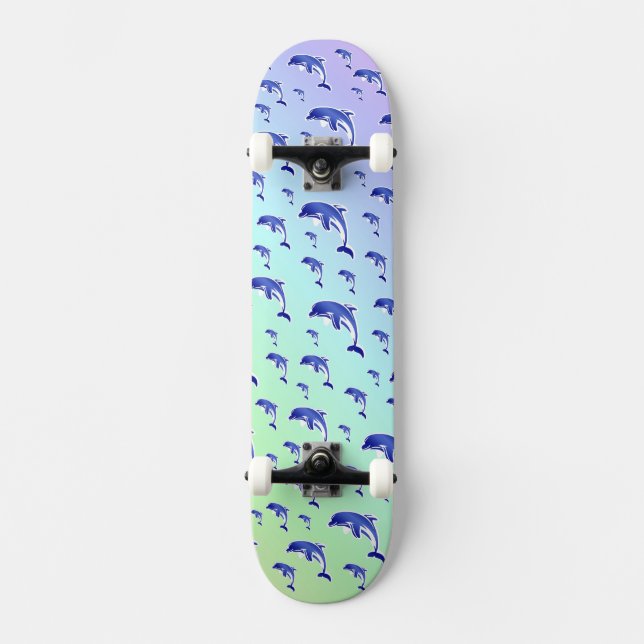 Delfin, Fisch, Natur, Wasser, Design, schön, Skateboard (Vorderseite)