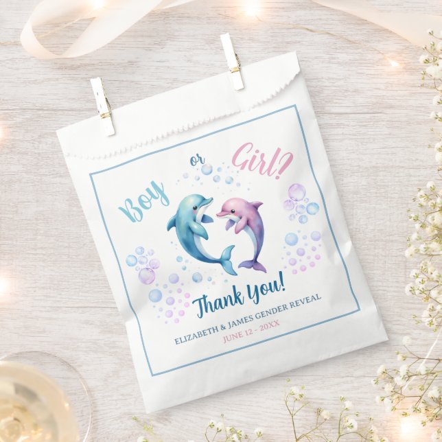 Delfin Geschlecht Enthüllung Danke  Geschenktütchen (Ausgeschnitten)