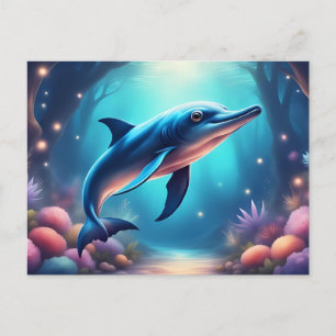 Delfin im verzauberten Unterwasserwald  Postkarte