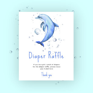 Delfin im Wasserfarb-Stil - Windel-Raffle-Spiel Poster