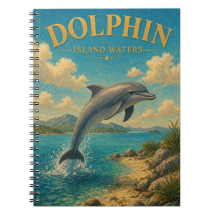 Delfin-Insel-Gewässer Watercolor GeoSaga Notizblock