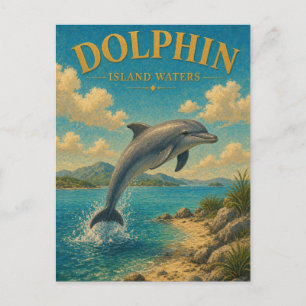 Delfin-Inselgewässer Wasserfarbe GeoSaga Postkarte