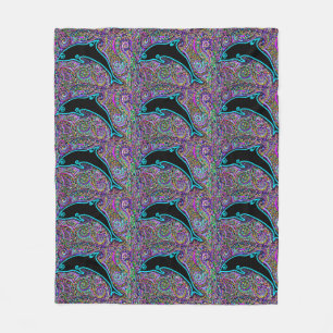 Delfin-Kunst-Design Fleecedecke