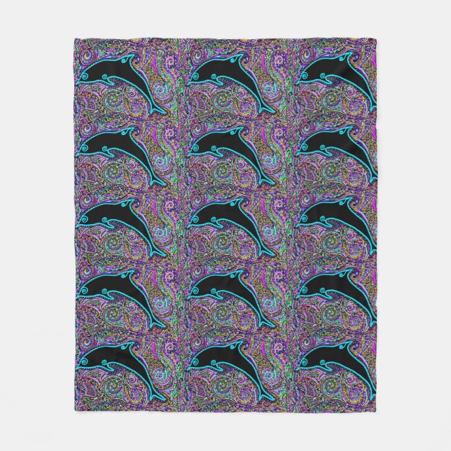 Delfin-Kunst-Design    Fleecedecke (Vorderseite)