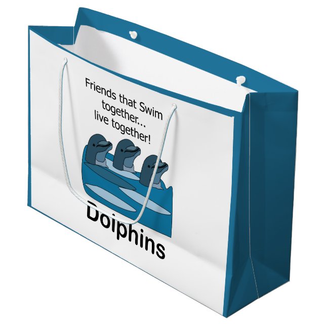 Delfin-Meeres-Säugetier-Freundschaft  Große Geschenktüte (Vorderseite Schrägansicht)