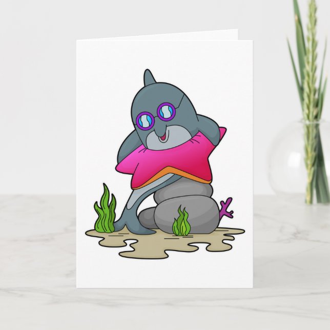 Delfin mit Brille Karte (Vorderseite)