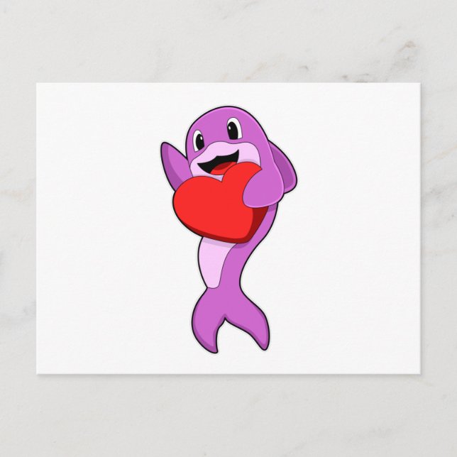 Delfin mit Herz Postkarte (Vorderseite)