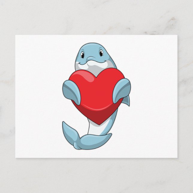 Delfin mit Herz Postkarte (Vorderseite)