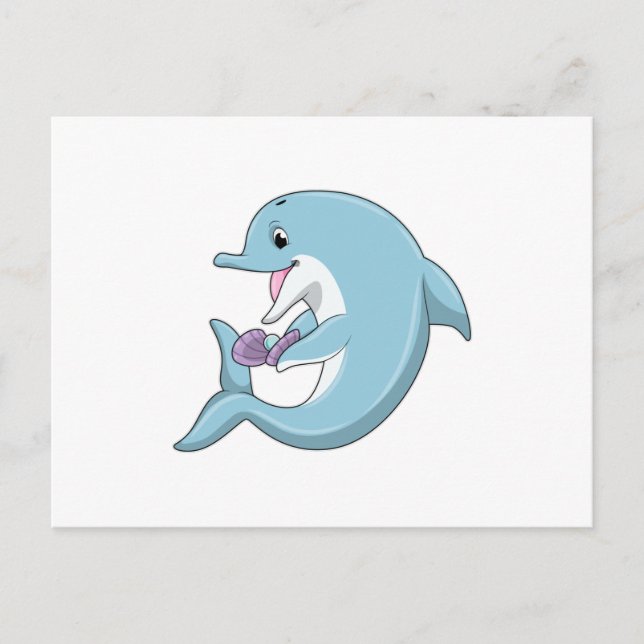 Delfin mit Perle Postkarte (Vorderseite)