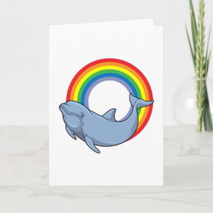 Delfin mit Regenbogen Karte