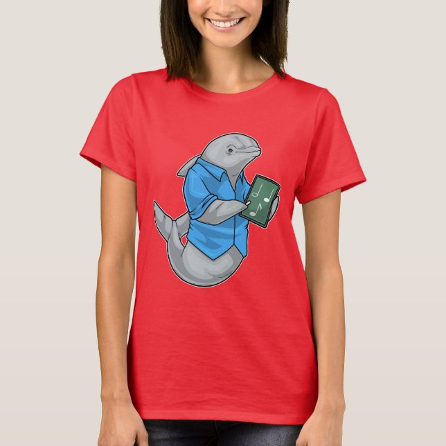 Delfin Musiklehrer Noten T-Shirt (Vorderseite)