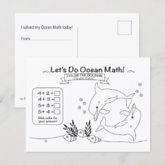 Delfin-Ozean-Mathe-Farbpostkarte Postkarte