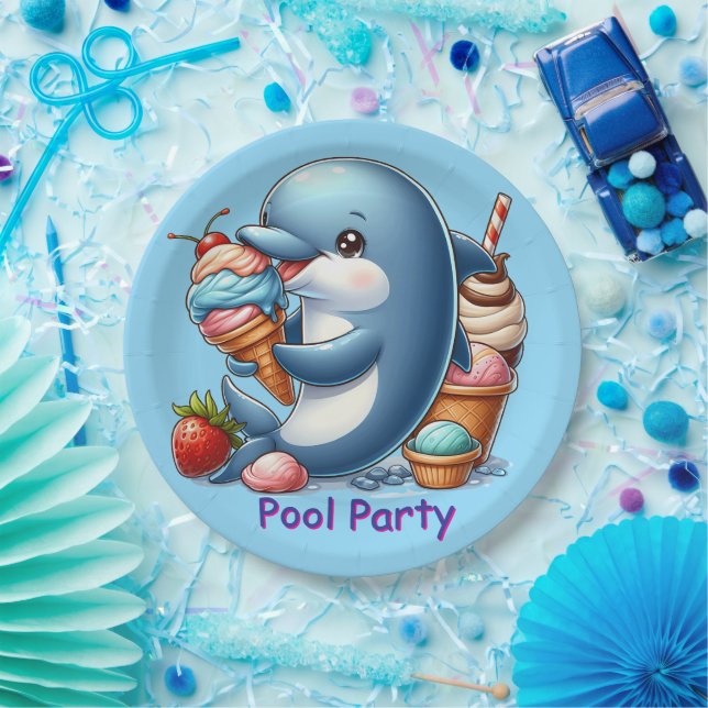 Delfin-Poolparty  Pappteller (Party)