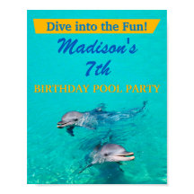 Delfin-Poolparty-Willkommensschild - Geburtstagsde