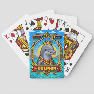 Delfin Retro 8-Bit Pixel Art Spielkarten