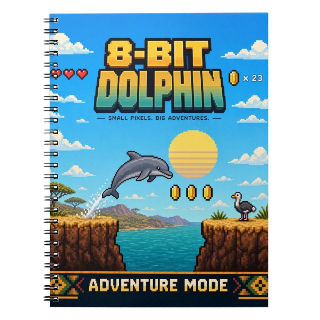 Delfin, Retro-8-Bit-Pixelkunst Notizblock (Vorderseite)