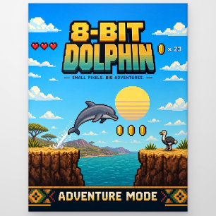 Delfin, Retro-8-Bit-Pixelkunst Postkarte