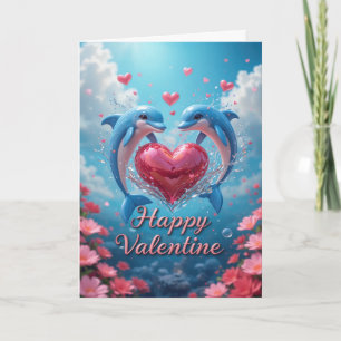 Delfin-Rosen-Valentinstag Romantischer Ozean Liebe Feiertagskarte