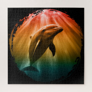 Delfin Sommer Meer Ozean Sonnenuntergang Puzzle