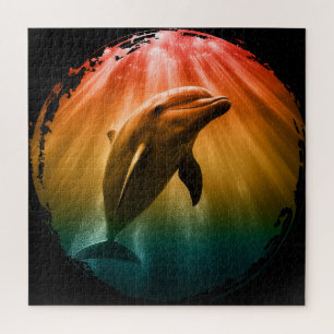 Delfin Sommer Meer Ozean Sonnenuntergang Puzzle
