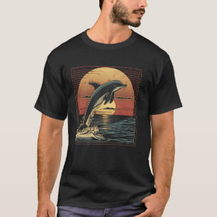 Delfin Sonnenuntergang Ozean Retro Vintage abgenut T-Shirt