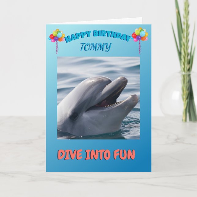 Delfin-Splash-Geburtstagsfreude Feiertagskarte (Vorderseite)