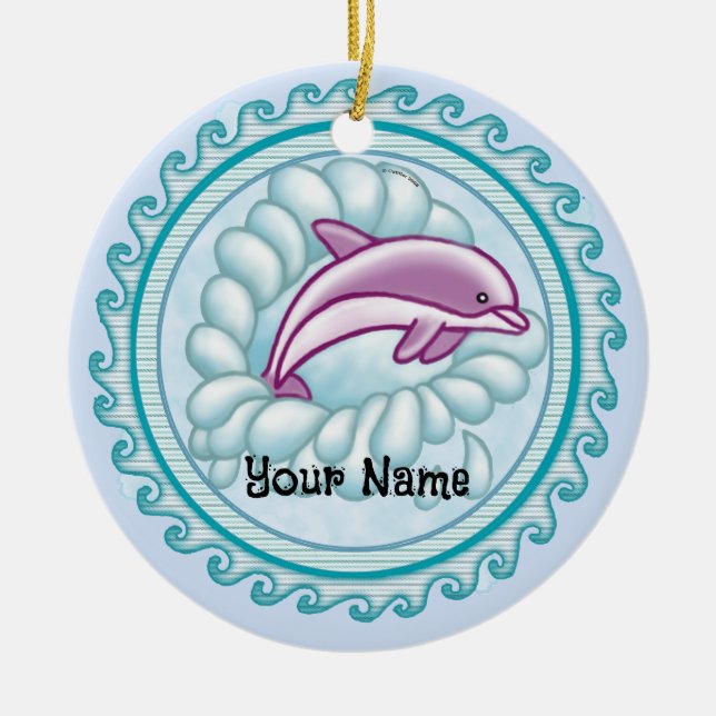 Delfin Splash   Keramik Ornament (Vorne)