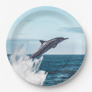 Delfin springt aus dem Ozean Pappteller