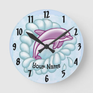Delfin Spritzer Runde Wanduhr