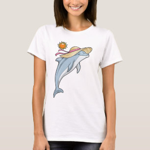 Delfin Strand Strohhut Sommer T-Shirt