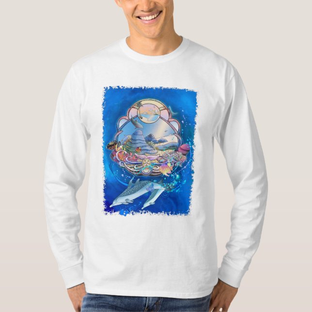 Delfin Strandparadies Langarmshirt T-Shirt (Vorderseite)