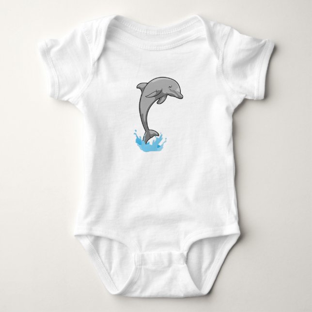 Delfin über Wasser Baby Strampler (Vorderseite)