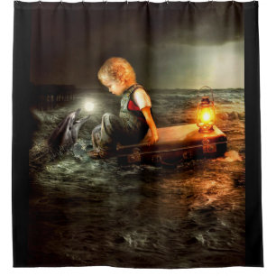 Delfin und Junge Duschvorhang