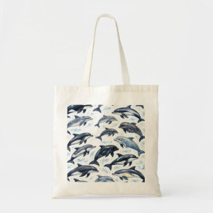 Delfin und Orca Aquarell-Ozean-Muster Tragetasche