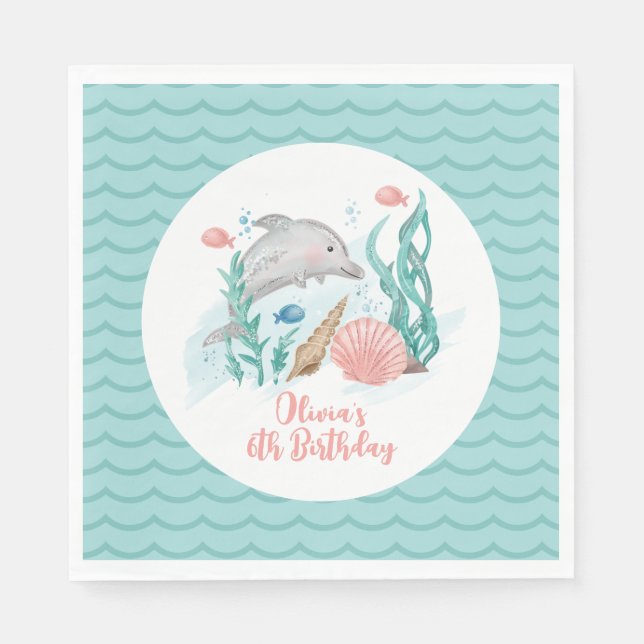 Delfin Unter dem Meer Geburtstag Serviette (Vorderseite)