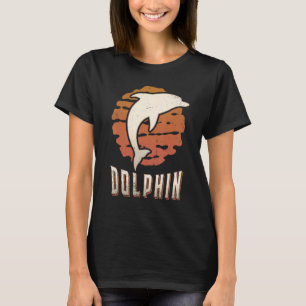 Delfin Vintage Retro Klassisches Tier Sonnenunterg T-Shirt