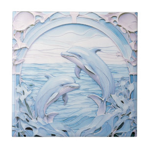 Delfine Art Nouveau Faux-Relief Vintage Antik Fliese