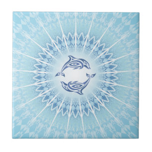 Delfine Blaues Mandala Küstenozean Fliese