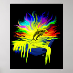 Delfine im Sonnenschein mit Hand Poster